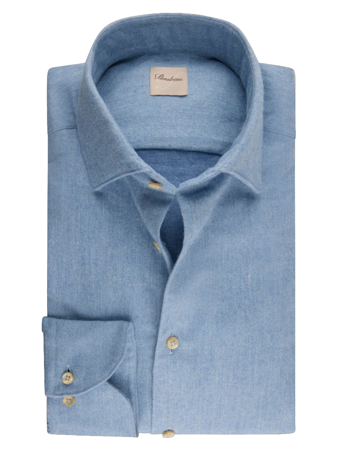 Stenströms Flanellen Overhemd Regular Fit – Blauw-100% katoen-HEREN SHIRTS-Blauw