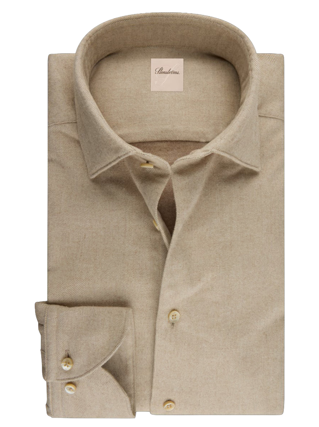 Stenströms Flanellen Overhemd Regular Fit – Bruin-100% katoen-HEREN SHIRTS-Bruin