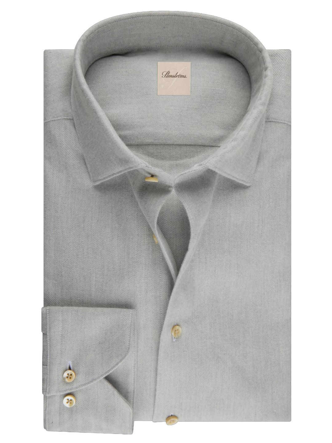 Stenströms Flanellen Overhemd Regular Fit – Grijs-100% katoen-HEREN SHIRTS-Grijs