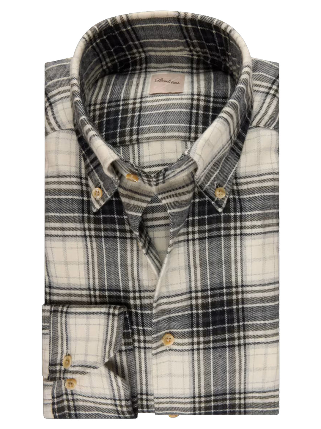 Stenströms Flanellen Overhemd Regular Fit – Groen-100% katoen-HEREN SHIRTS-Groen