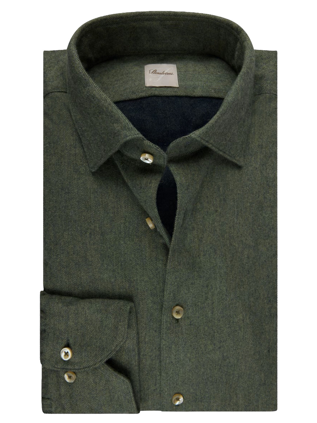 Stenströms Flanellen Overhemd Regular Fit – Groen-100% katoen-HEREN SHIRTS-Groen