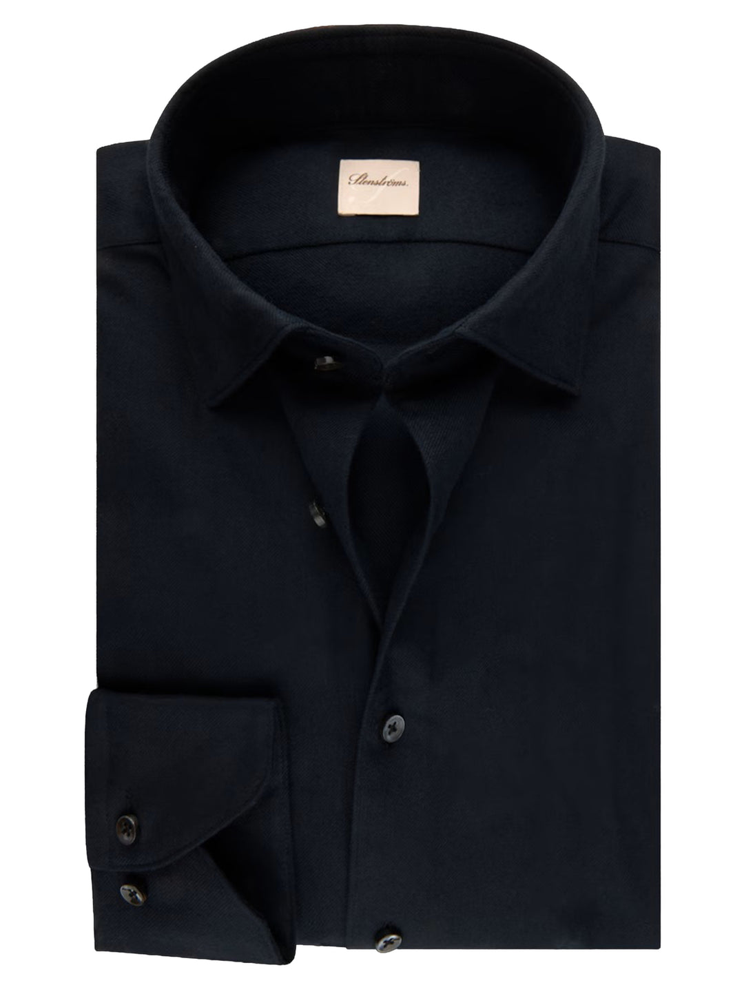Stenströms Flanellen Overhemd Regular Fit – Zwart-100% katoen-HEREN SHIRTS-Zwart