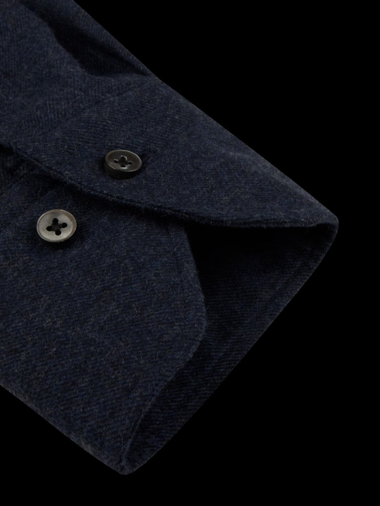 Stenströms Flanellen Regular Fit Shirt – Blauw-100% katoen-HEREN SHIRTS-Blauw