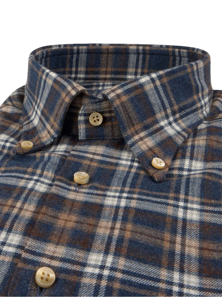 Stenströms Flanellen Ruitshirt Regular Fit – Blauw-100% katoen-HEREN SHIRTS-Blauw
