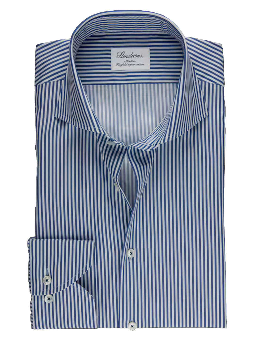 Stenstroms gestreept Slimline shirt -100% katoen-HEREN SHIRTS-Blauw