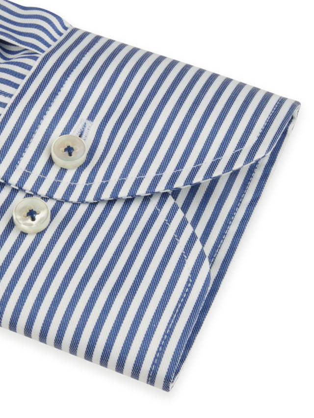 Stenstroms gestreept Slimline shirt -100% katoen-HEREN SHIRTS-Blauw
