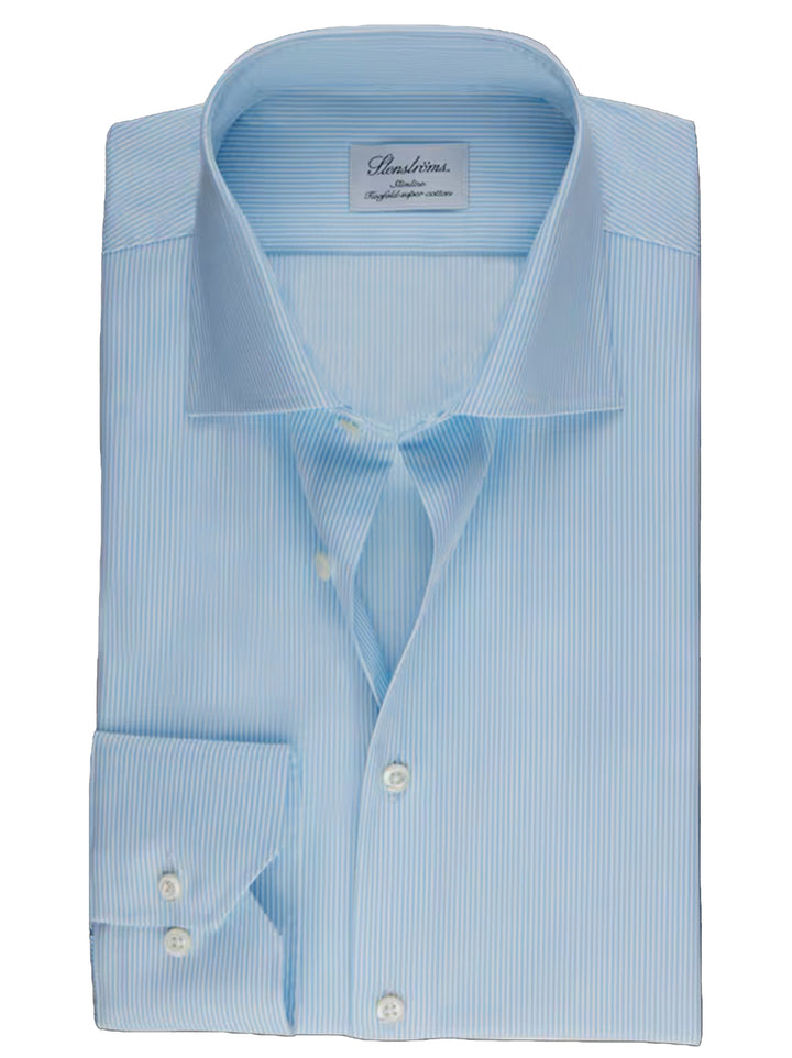 Stenstroms gestreept twill shirt Slimline-Katoen Tweevoudig 100%.-HEREN SHIRTS-Blauw