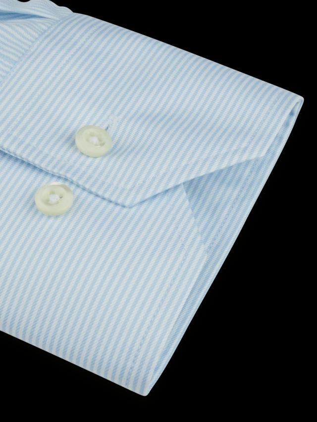 Stenstroms gestreept twill shirt Slimline-Katoen Tweevoudig 100%.-HEREN SHIRTS-Blauw