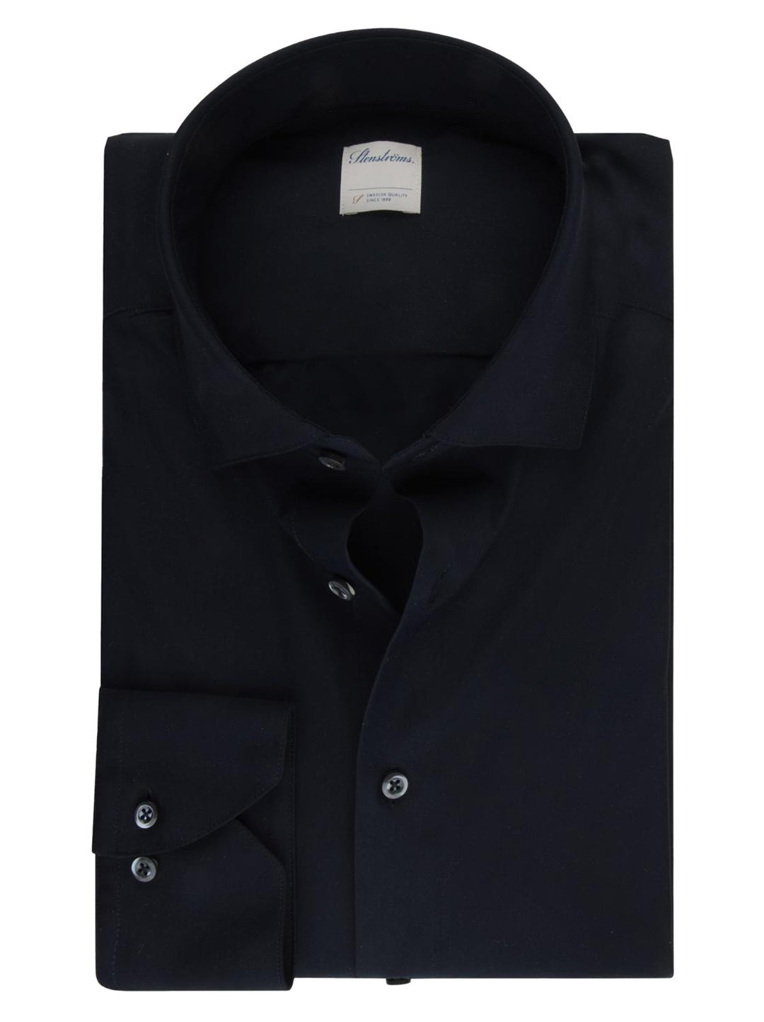 Stenstroms jersey slim line-100% katoen-HEREN SHIRTS-Zwart