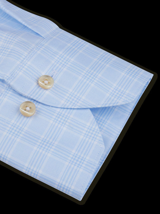 Stenstroms lichtblauw geruit twill overhemd-100% katoen-HEREN SHIRTS-Blauw