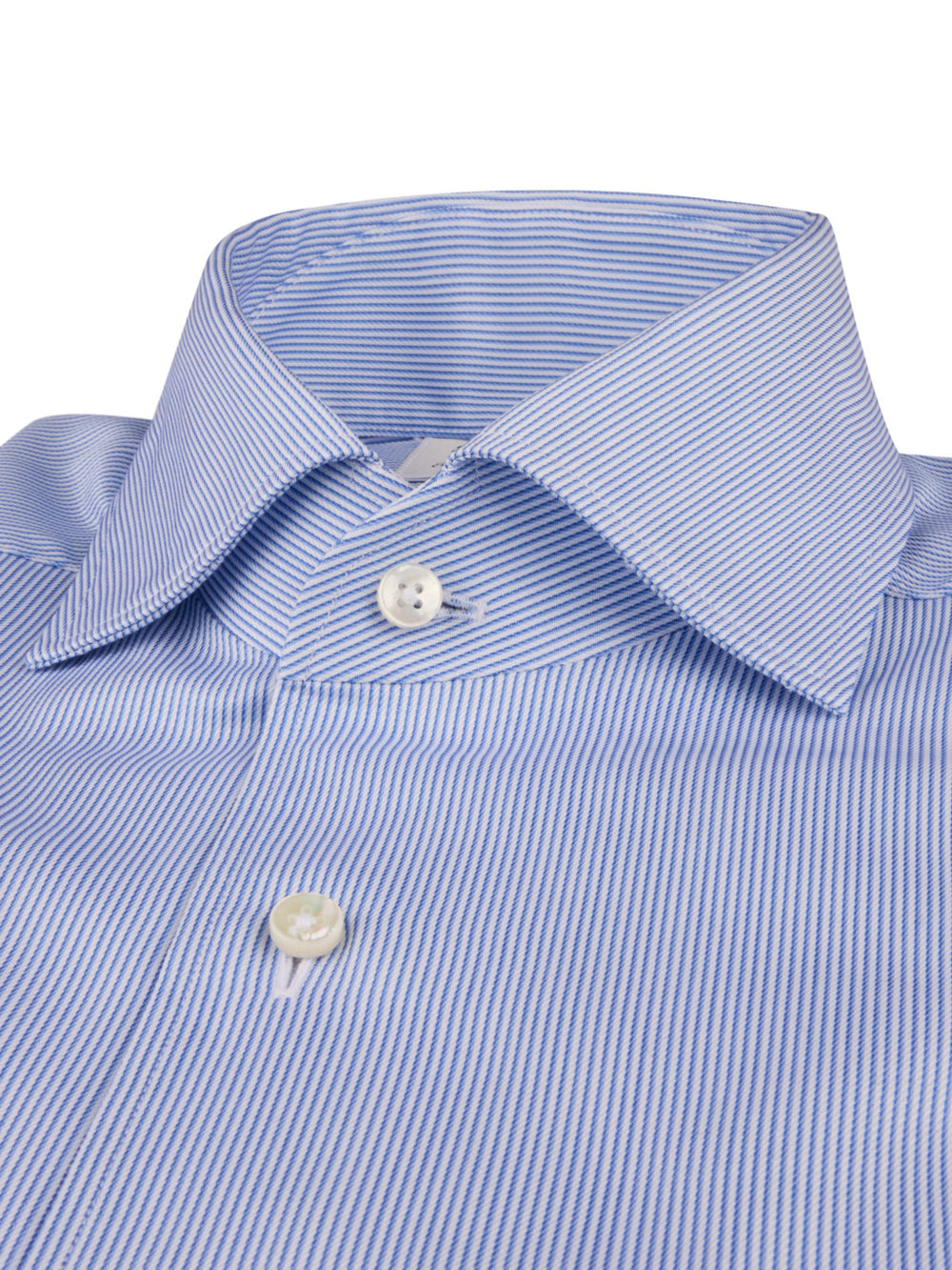 Stenströms lichtblauw gestreept shirt Slimline-Katoen 2-ply 100%.-HEREN SHIRTS-Blauw