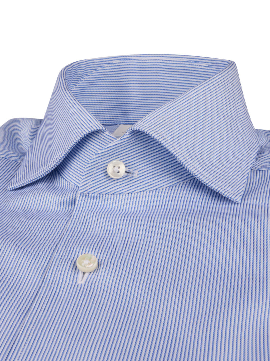 Stenströms lichtblauw gestreept shirt Slimline-Katoen 2-ply 100%.-HEREN SHIRTS-Blauw