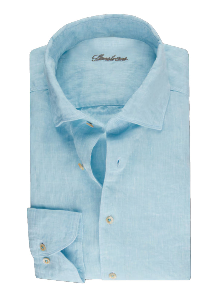 Stenstroms light blue linnen shirt slimline-100% linnen-HEREN SHIRTS-Blauw