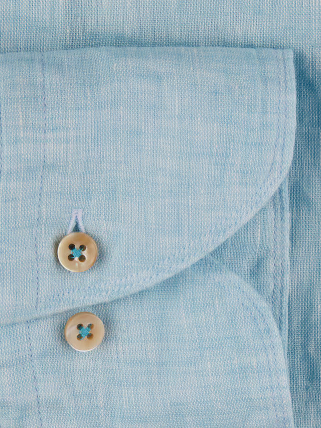 Stenstroms light blue linnen shirt slimline-100% linnen-HEREN SHIRTS-Blauw