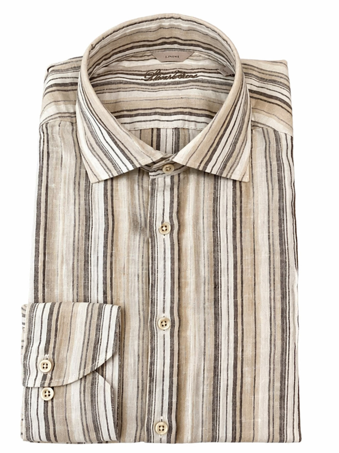 Stenströms Linnen Slimline Shirt – Beige-100% linnen-HEREN SHIRTS-Beige