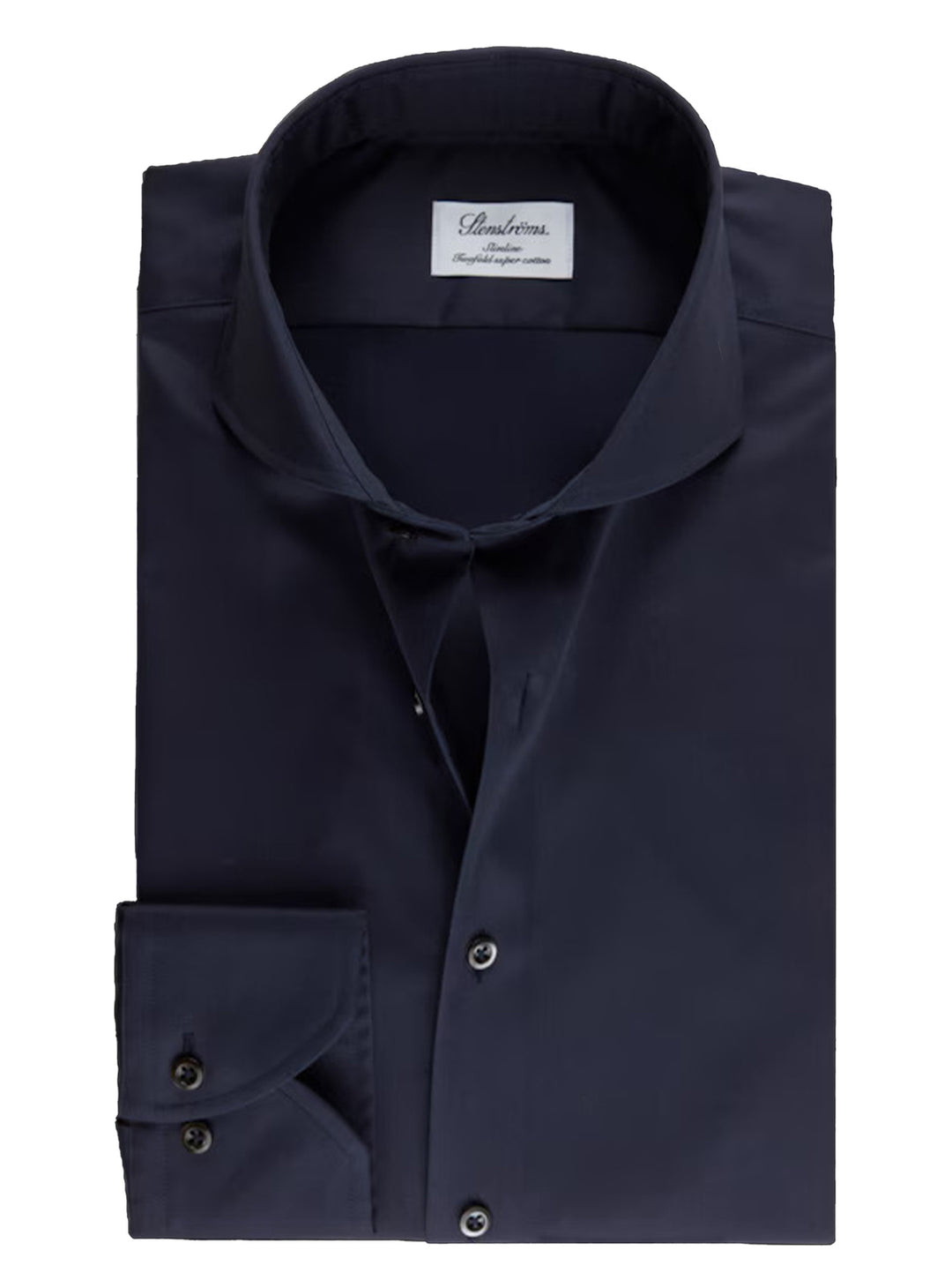 Stenstroms navy Twill-overhemd Slimline-Katoen Tweevoudig 100%.<br />-HEREN SHIRTS-Blauw