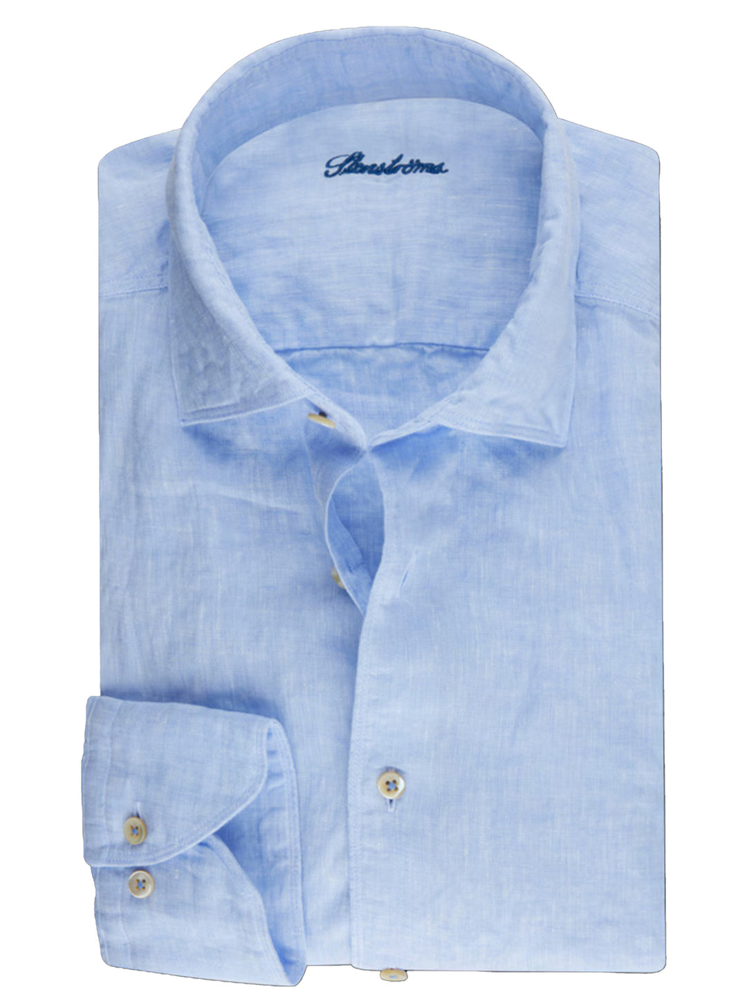 Stenströms Regular Fit (Fitted Body) Shirt – Blauw-100% linnen-HEREN SHIRTS-Blauw