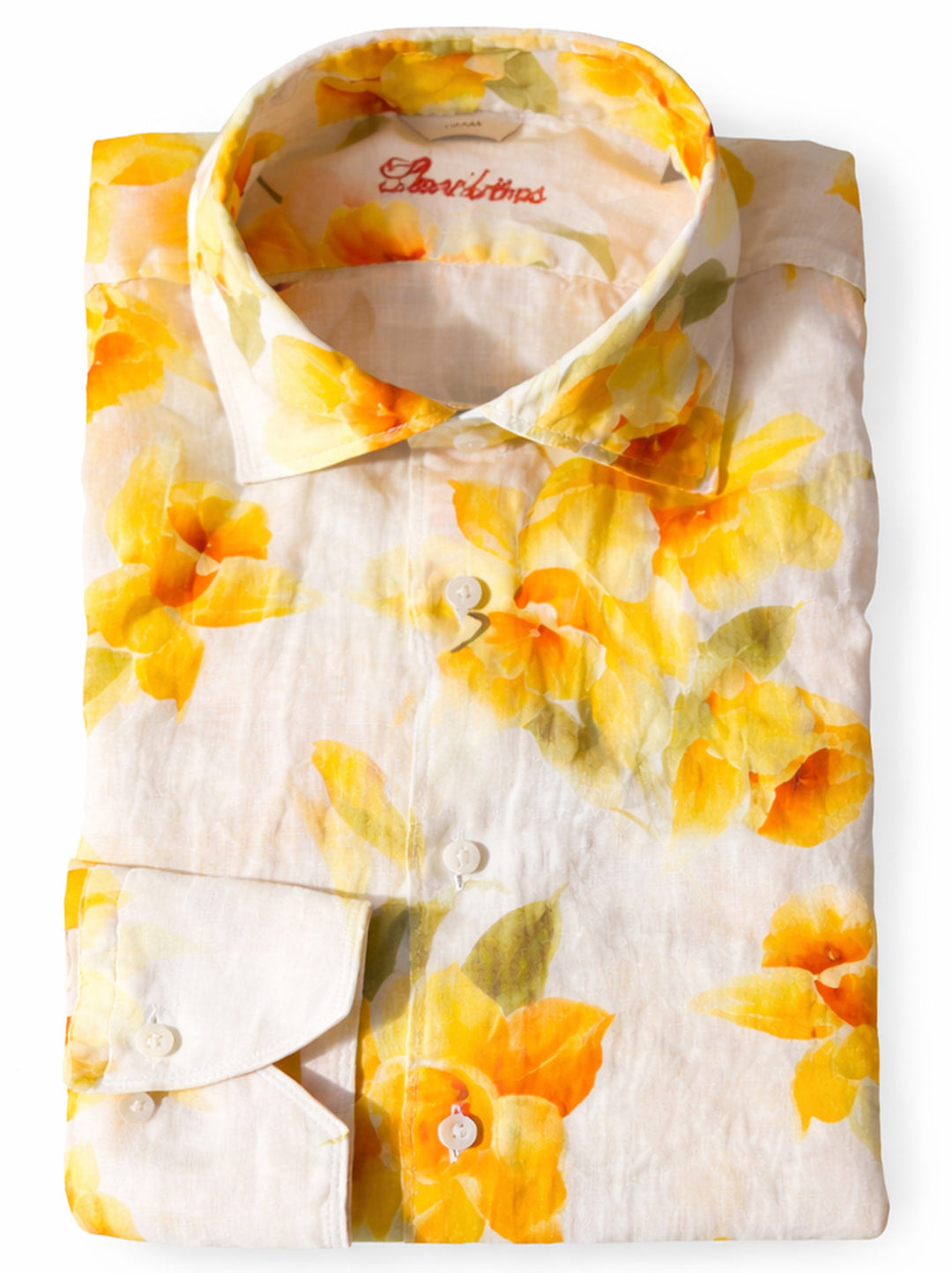 Stenströms Regular Fit (Fitted Body) Shirt – Geel-100% linnen-HEREN SHIRTS-Geel