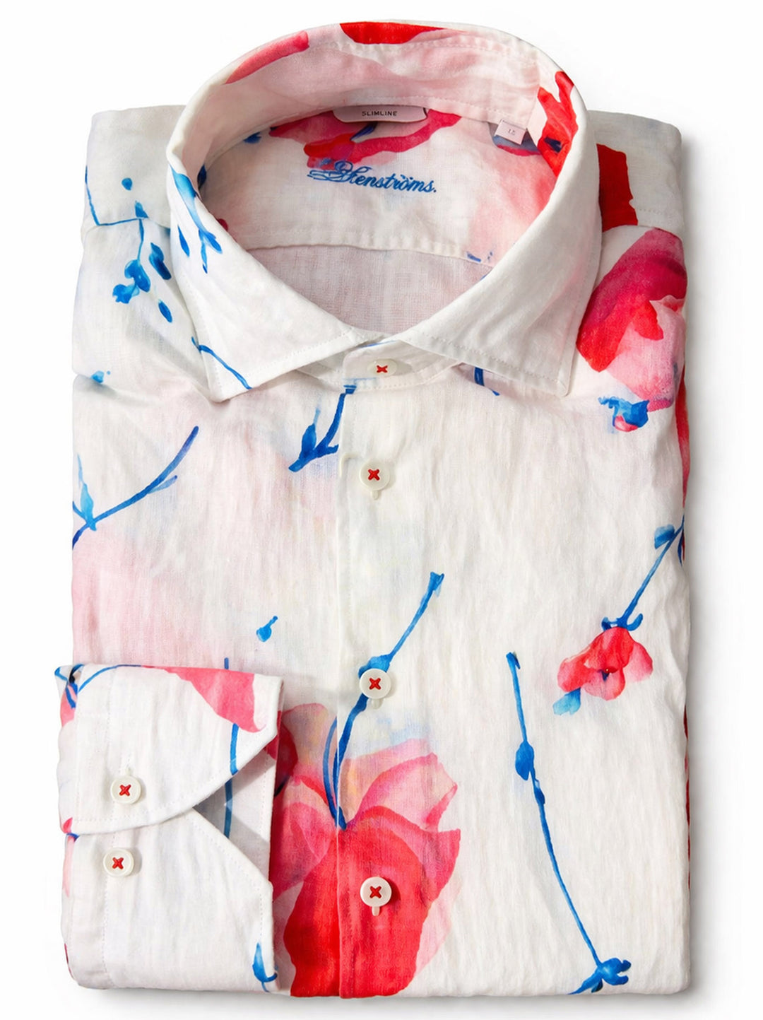 Stenströms Regular Fit (Fitted Body) Shirt – Rood-100% linnen-HEREN SHIRTS-Rood