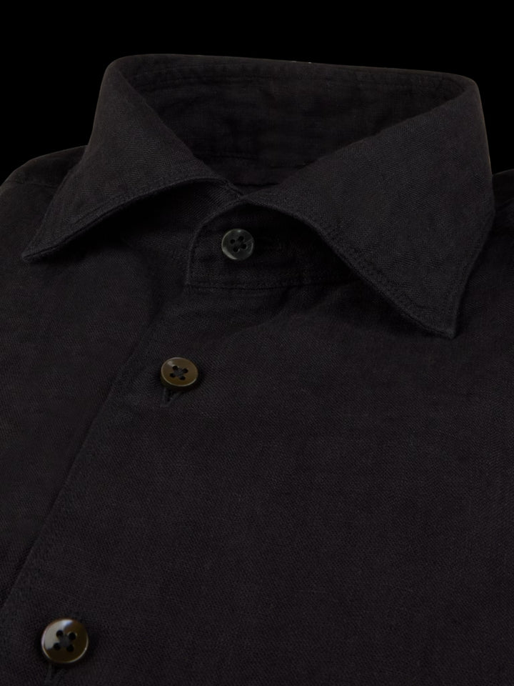 Stenströms Regular Fit (Fitted Body) Shirt – Zwart-100% linnen-HEREN SHIRTS-Zwart