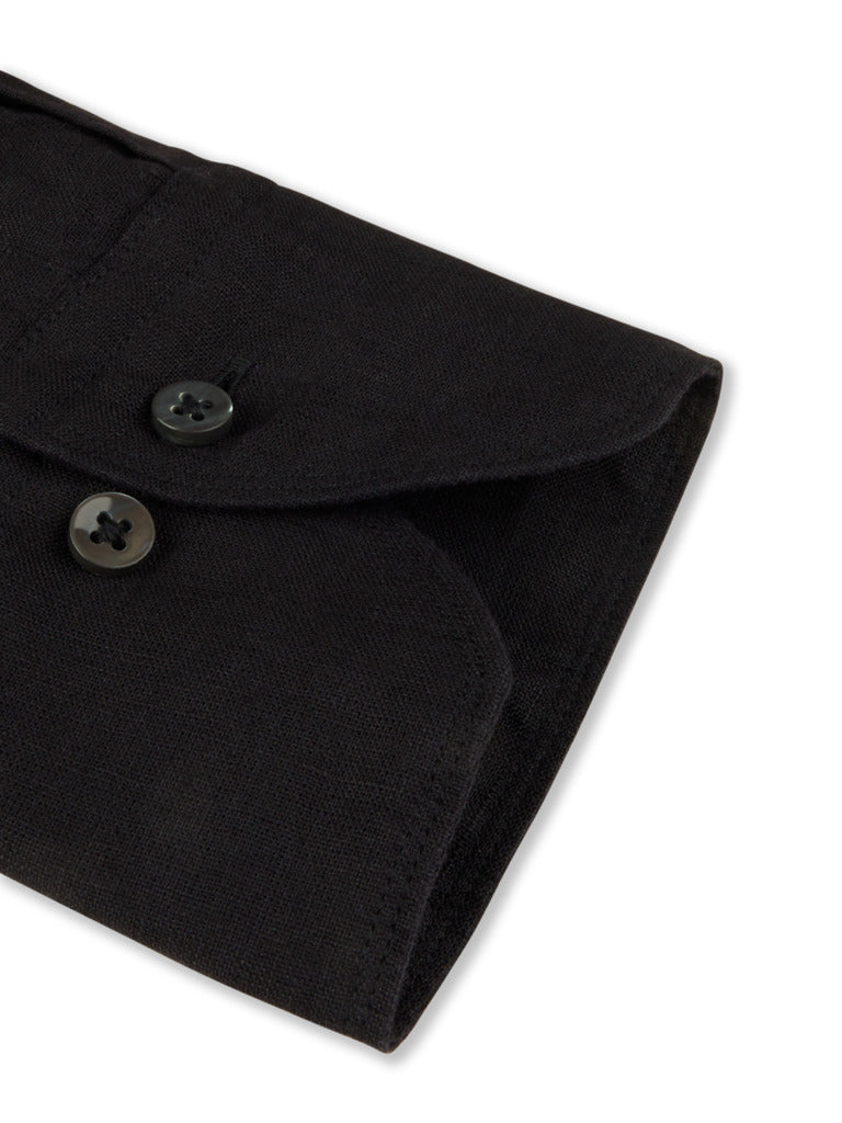 Stenströms Regular Fit (Fitted Body) Shirt – Zwart-100% linnen-HEREN SHIRTS-Zwart