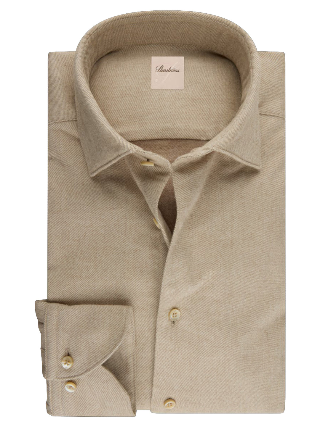 Stenströms Regular Fit Flanellen Overhemd – Beige-100% katoen-HEREN SHIRTS-Beige
