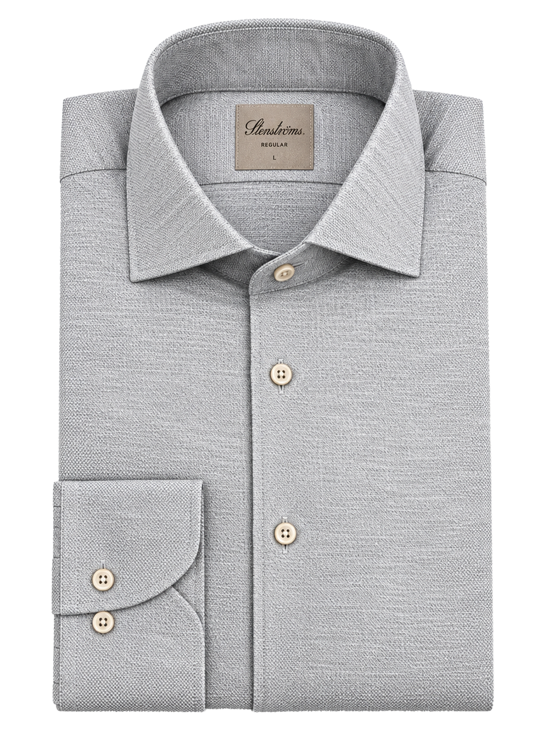 Stenströms Regular Fit Overhemd – Grijs-59% katoen, 41% lyocell -HEREN SHIRTS-Grijs