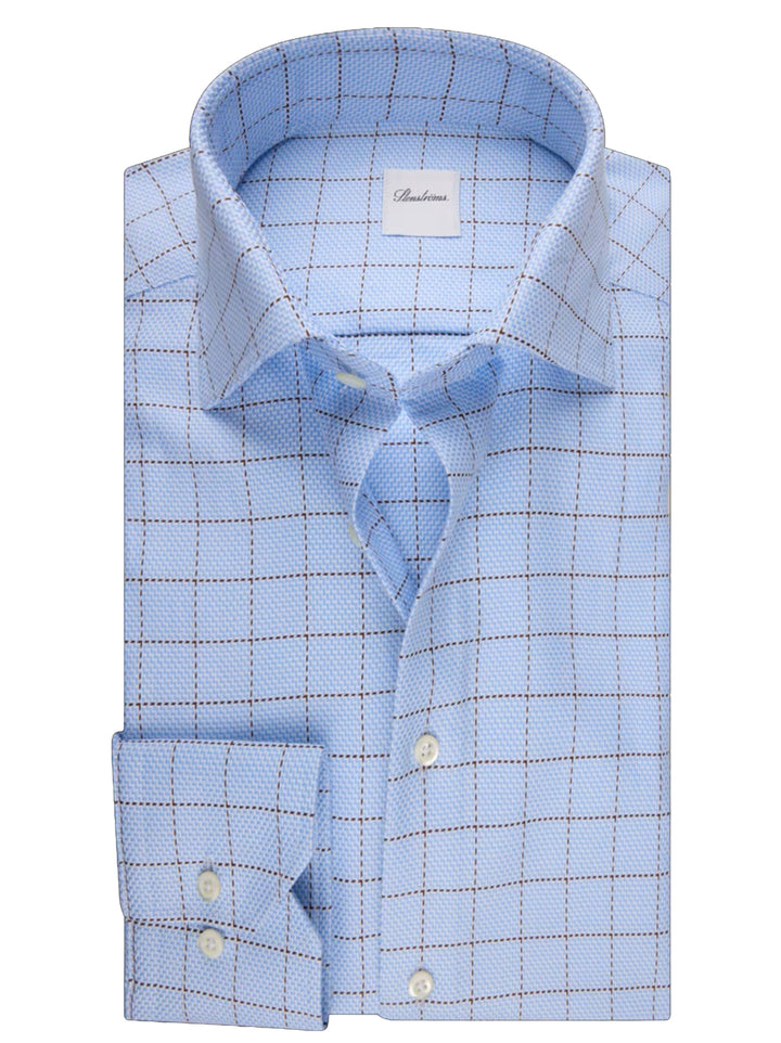 Stenströms Regular Fit Ruit Overhemd – Blauw-100% katoen-HEREN SHIRTS-Blauw