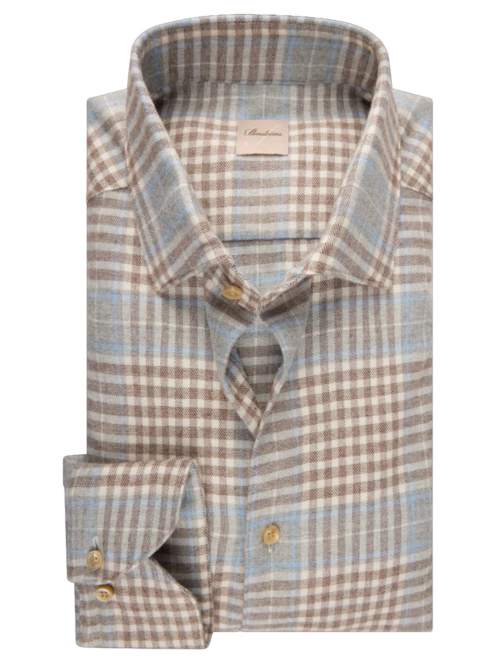 Stenströms Regular Fit Ruit Overhemd – Grijs-100% katoen-HEREN SHIRTS-Grijs