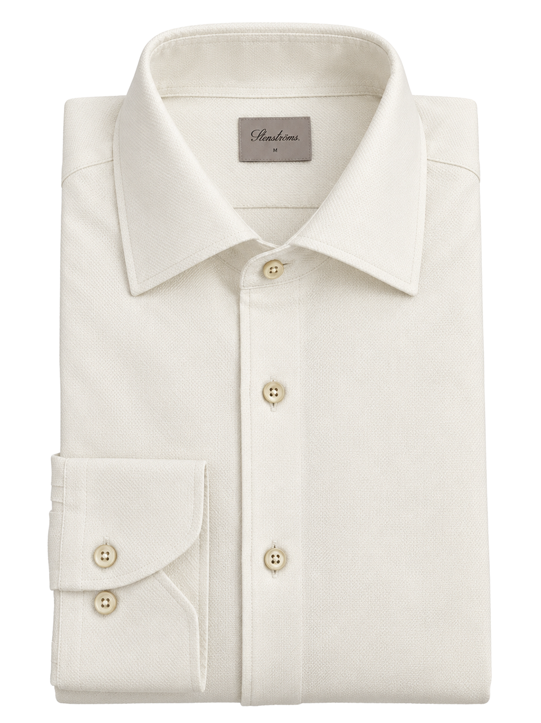 Stenströms Regular Fit Twill Overhemd – Wit-59% katoen, 41% lyocell -HEREN SHIRTS-Wit