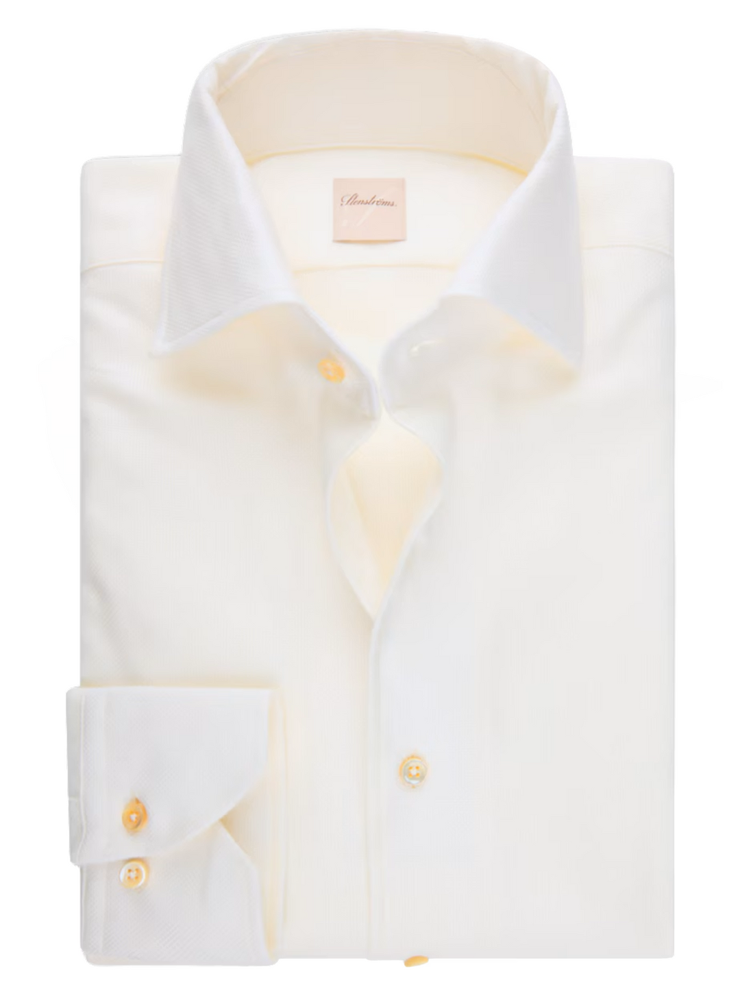 Stenströms Regular Fit Twill Overhemd – Wit-59% katoen, 41% lyocell -HEREN SHIRTS-Wit