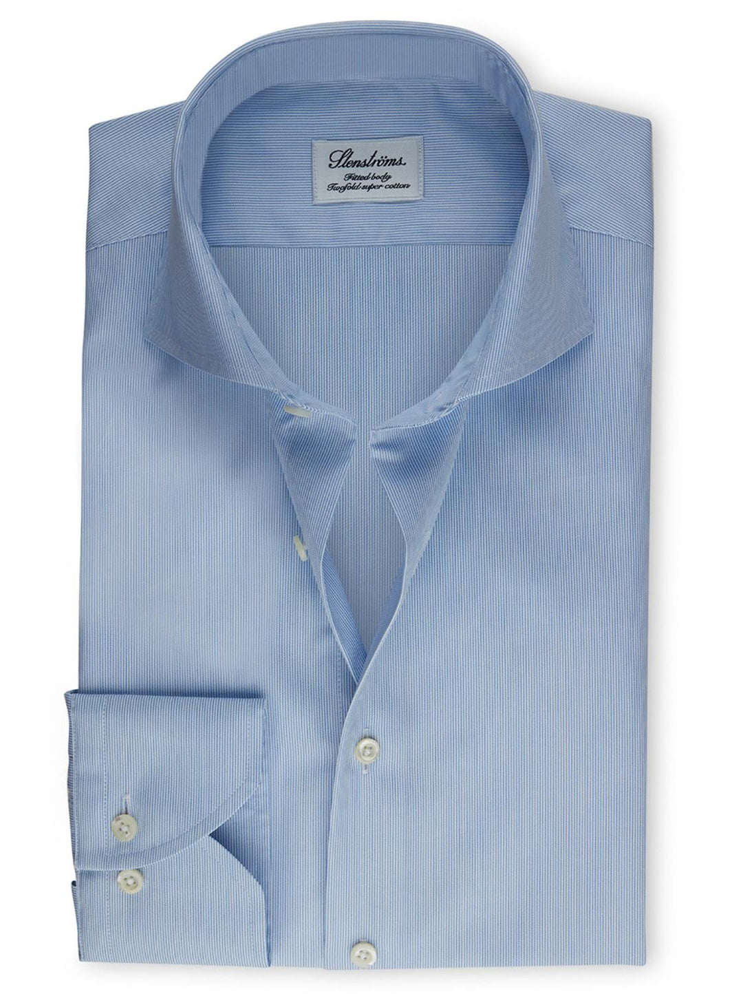 Stenstroms shirt fitted body-100% katoen-HEREN SHIRTS-Blauw