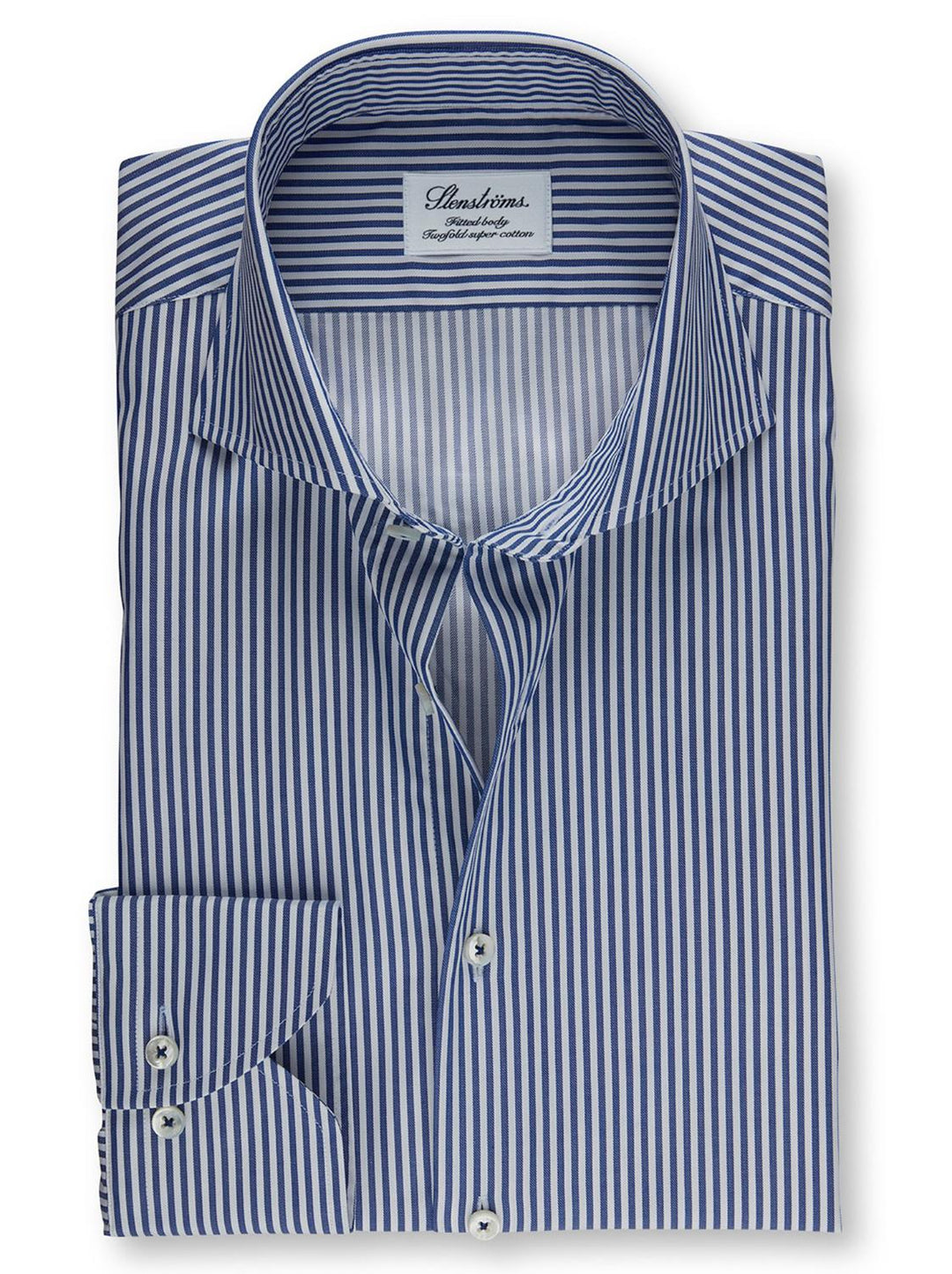 Stenstroms shirt fitted body-100% katoen-HEREN SHIRTS-Blauw