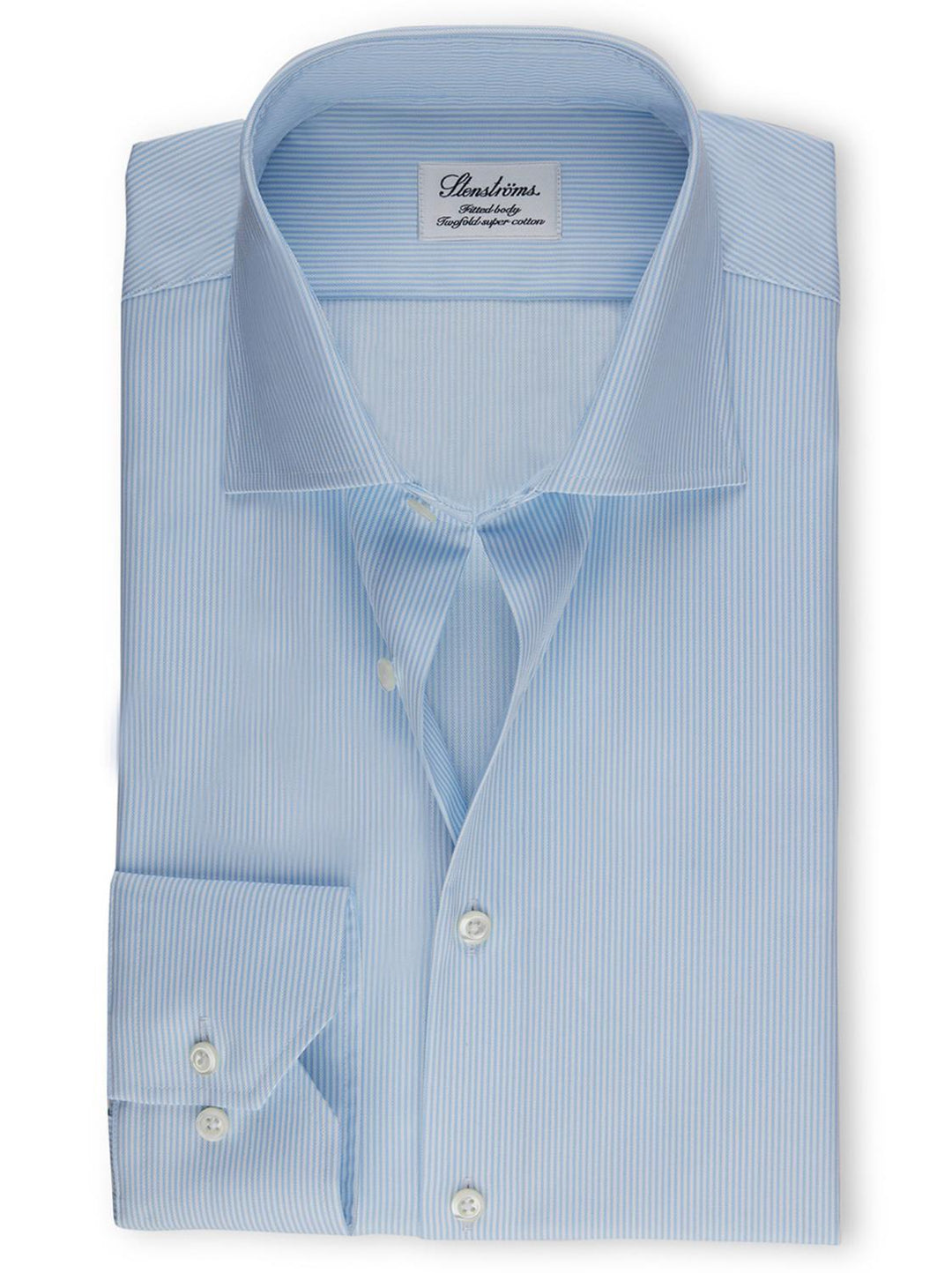 Stenstroms shirt fitted body-100% katoen-HEREN SHIRTS-Blauw