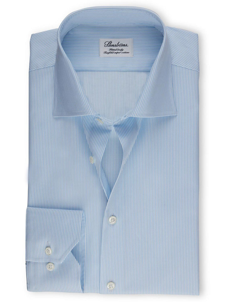 Stenstroms shirt fitted body-100% katoen-HEREN SHIRTS-Blauw