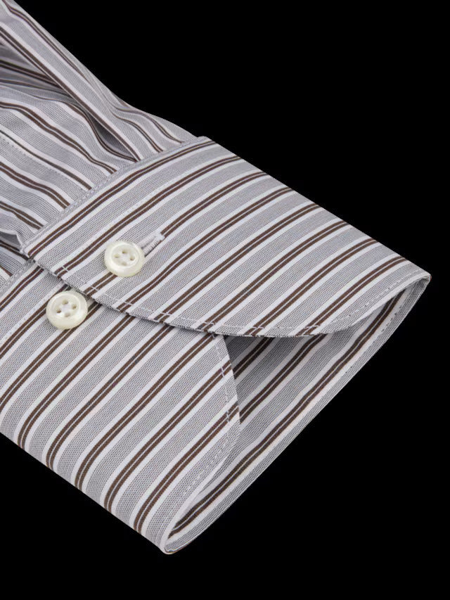 Stenstroms shirt Fitted body-100% katoen-HEREN SHIRTS-Bruin