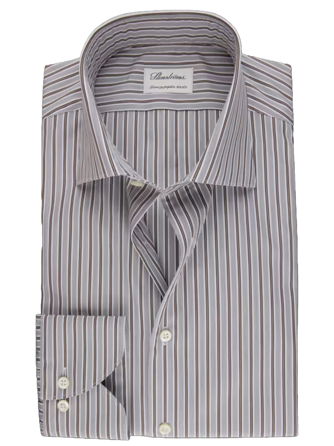 Stenstroms shirt Fitted body-100% katoen-HEREN SHIRTS-Bruin