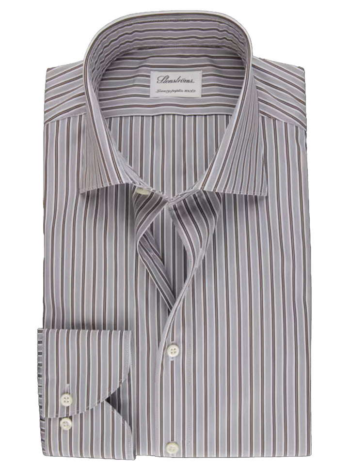 Stenstroms shirt Fitted body-100% katoen-HEREN SHIRTS-Bruin