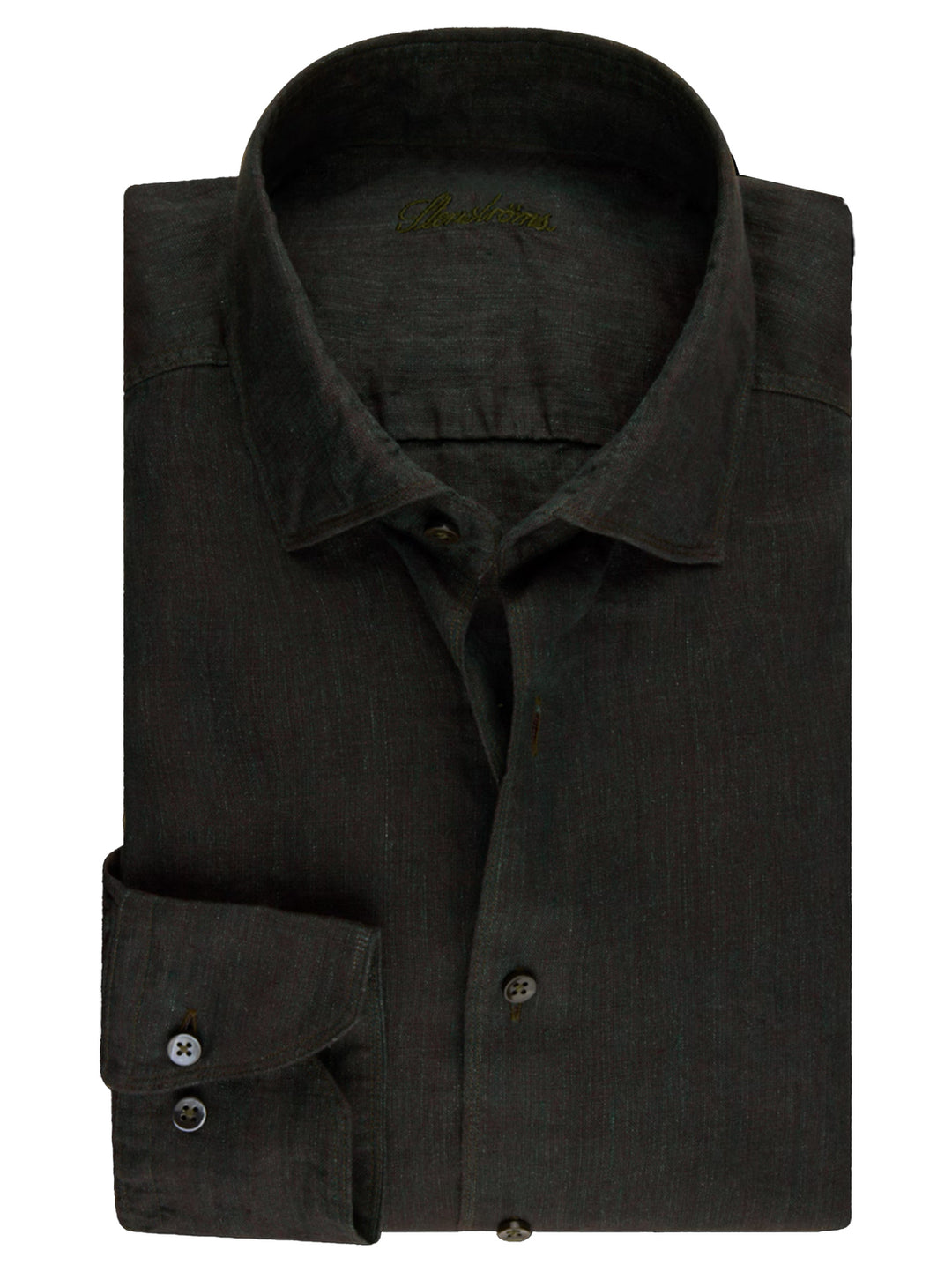 Stenströms Slimline Linnen overhemd – Groen-100% linnen-HEREN SHIRTS-Groen