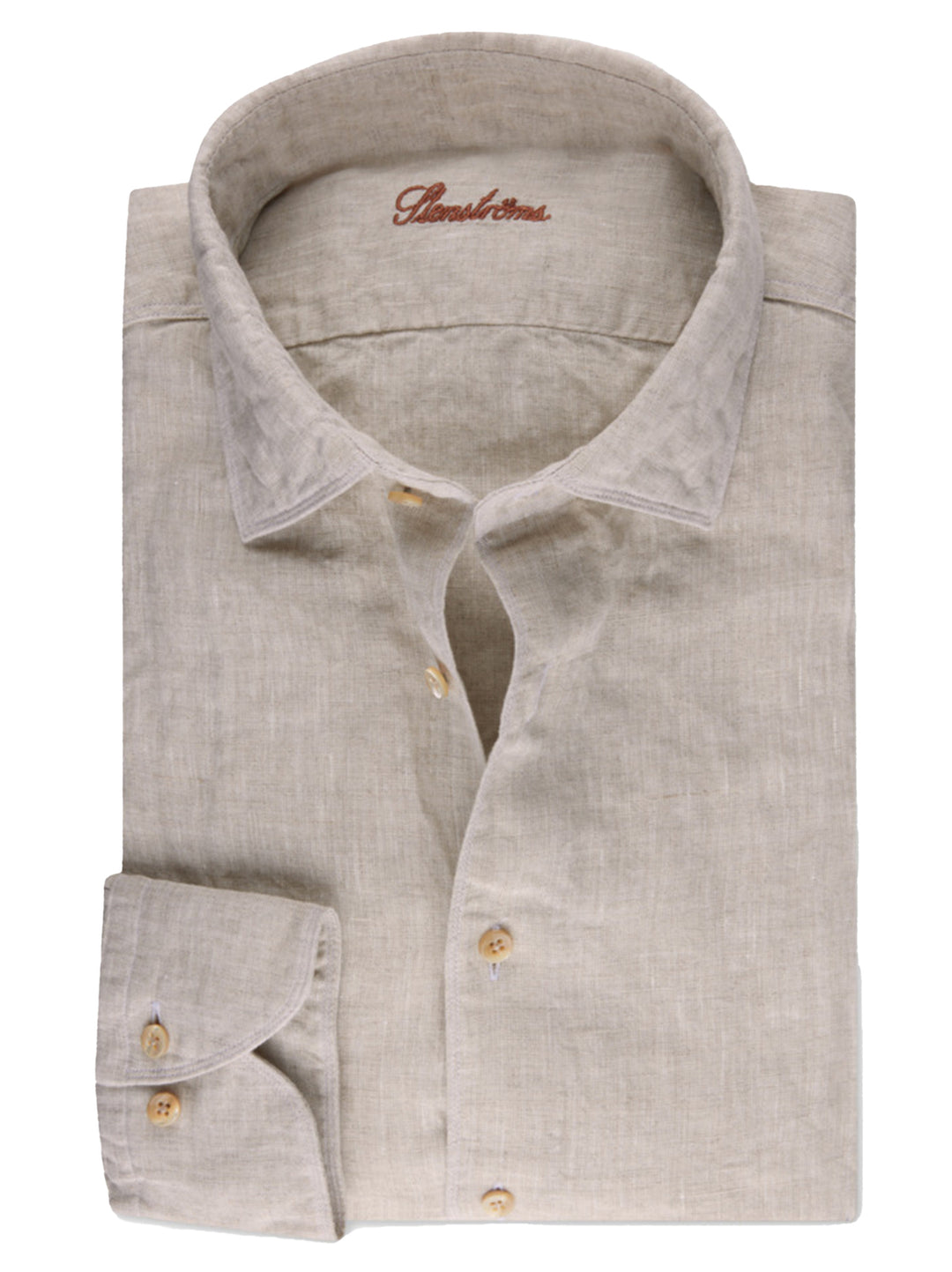 Stenströms Slimline Shirt – Beige-100% linnen-HEREN SHIRTS-Beige