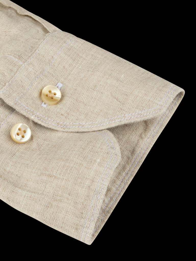 Stenströms Slimline Shirt – Beige-100% linnen-HEREN SHIRTS-Beige