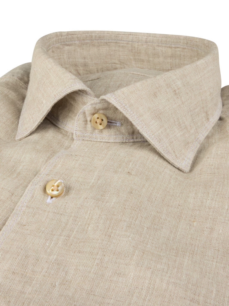 Stenströms Slimline Shirt – Beige-100% linnen-HEREN SHIRTS-Beige