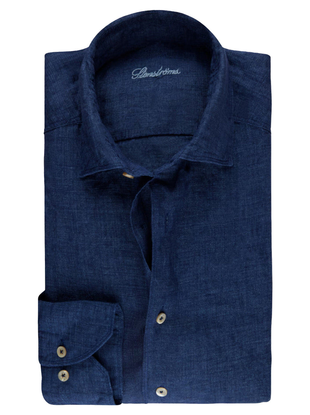 Stenströms Slimline Shirt – Blauw-100% linnen-HEREN SHIRTS-Blauw