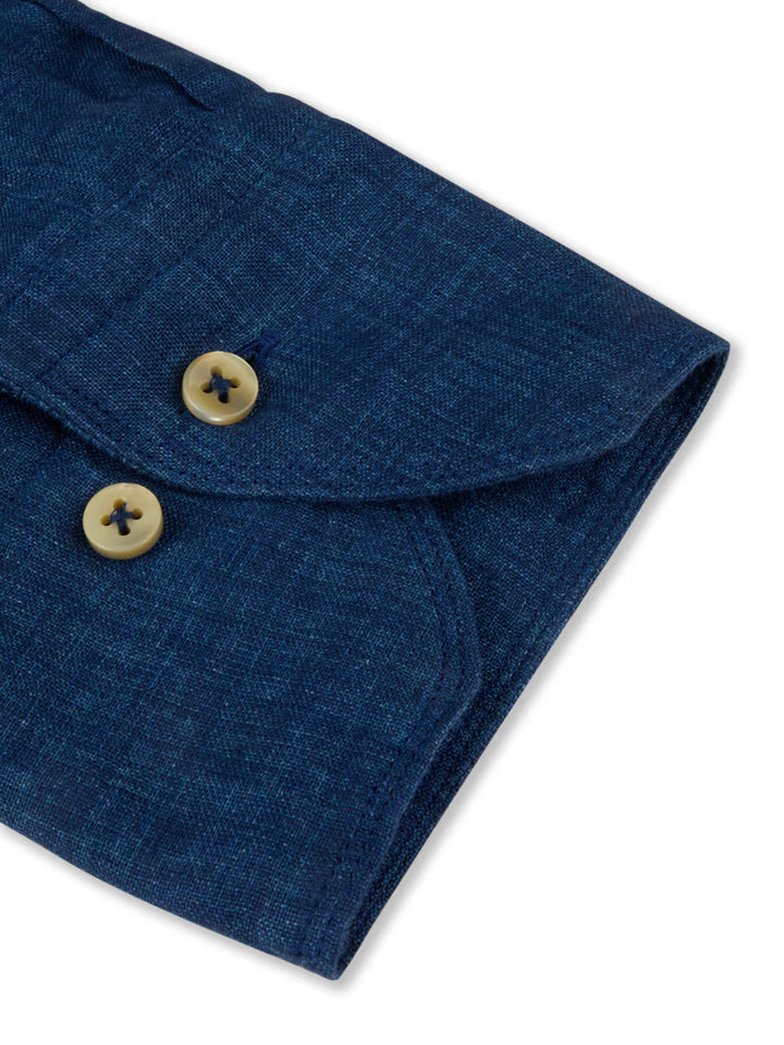 Stenströms Slimline Shirt – Blauw-100% linnen-HEREN SHIRTS-Blauw
