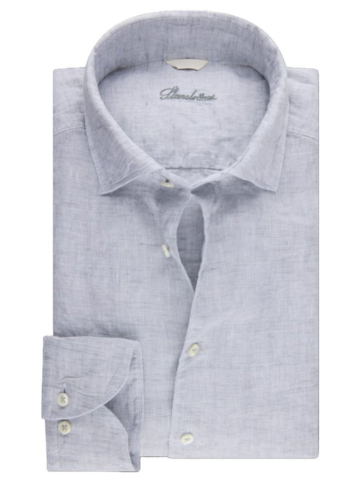 Stenströms Slimline Shirt – Grijs-100% linnen-HEREN SHIRTS-Grijs