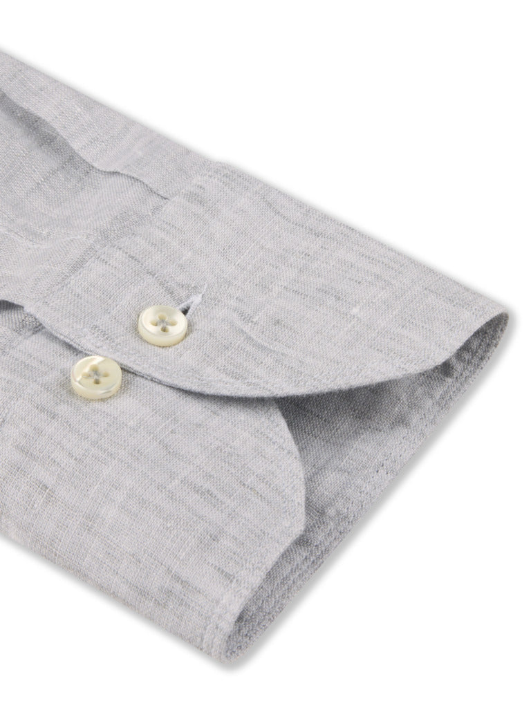 Stenströms Slimline Shirt – Grijs-100% linnen-HEREN SHIRTS-Grijs