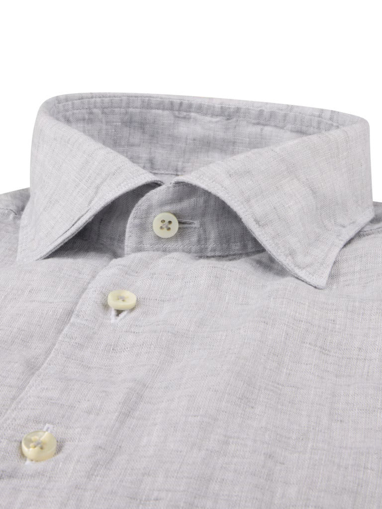 Stenströms Slimline Shirt – Grijs-100% linnen-HEREN SHIRTS-Grijs