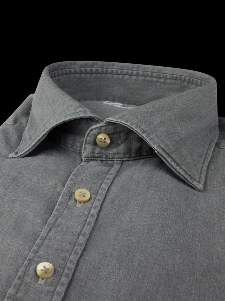 Stenströms Slimline Shirt – Grijs-98% katoen, 2% elasthaan-HEREN SHIRTS-Grijs