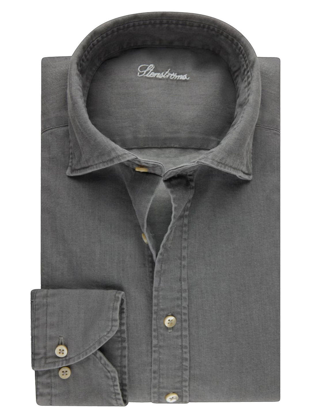 Stenströms Slimline Shirt – Grijs-98% katoen, 2% elasthaan-HEREN SHIRTS-Grijs