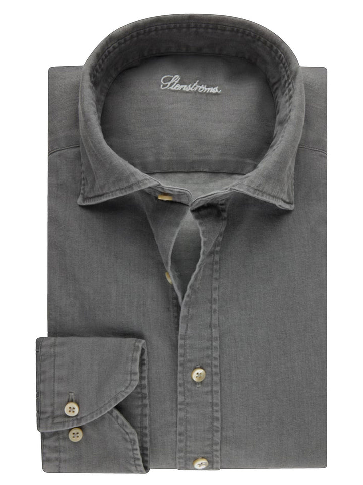 Stenströms Slimline Shirt – Grijs-98% katoen, 2% elasthaan-HEREN SHIRTS-Grijs
